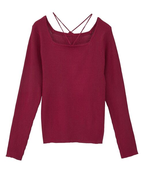 earth music&ecology（アースミュージックアンドエコロジー）の「スクエアホルターネックリブプルオーバー（Tシャツ/カットソー・レディース・ボルドー/ブラック/アイボリー/ブラウン・M/S）」の16枚目の写真
