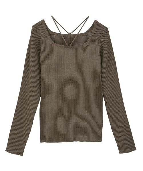 earth music&ecology（アースミュージックアンドエコロジー）の「スクエアホルターネックリブプルオーバー（Tシャツ/カットソー・レディース・ボルドー/ブラック/アイボリー/ブラウン・M/S）」の5枚目の写真