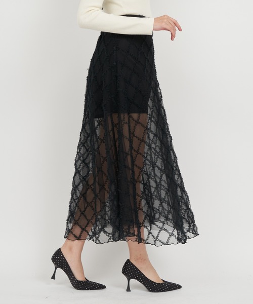 ROYAL PARTY（ロイヤルパーティー）の「インナーショーパン付シアーチェックロングフレアスカート（スカート・レディース・ブラウン/ベージュ/ブラック・FREE）」の5枚目の写真