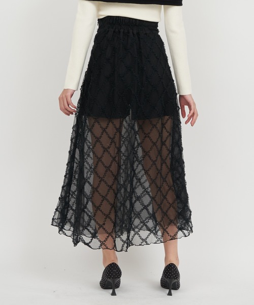 ROYAL PARTY（ロイヤルパーティー）の「インナーショーパン付シアーチェックロングフレアスカート（スカート・レディース・ブラウン/ベージュ/ブラック・FREE）」の6枚目の写真