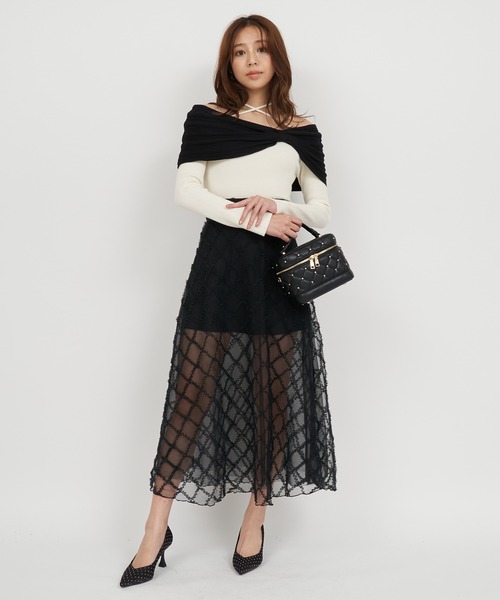 ROYAL PARTY（ロイヤルパーティー）の「インナーショーパン付シアーチェックロングフレアスカート（スカート・レディース・ブラウン/ベージュ/ブラック・FREE）」の4枚目の写真