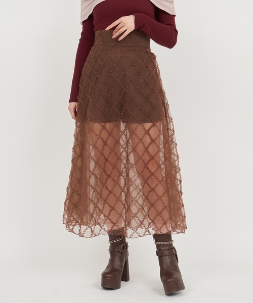 ROYAL PARTY（ロイヤルパーティー）の「インナーショーパン付シアーチェックロングフレアスカート（スカート・レディース・ブラウン/ベージュ/ブラック・FREE）」の11枚目の写真