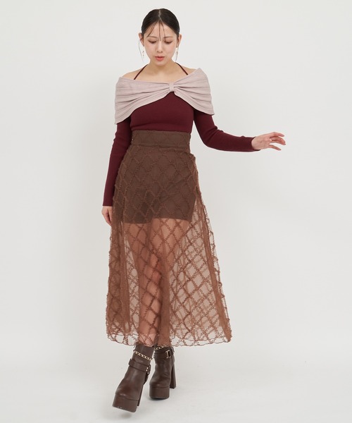 ROYAL PARTY（ロイヤルパーティー）の「インナーショーパン付シアーチェックロングフレアスカート（スカート・レディース・ブラウン/ベージュ/ブラック・FREE）」の12枚目の写真
