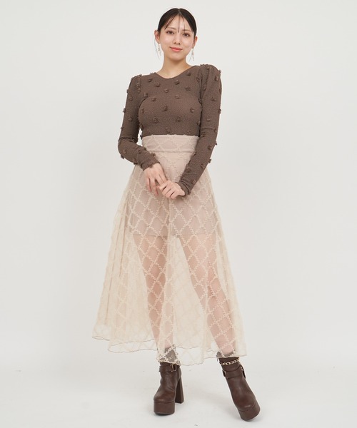 ROYAL PARTY（ロイヤルパーティー）の「インナーショーパン付シアーチェックロングフレアスカート（スカート・レディース・ブラウン/ベージュ/ブラック・FREE）」の13枚目の写真