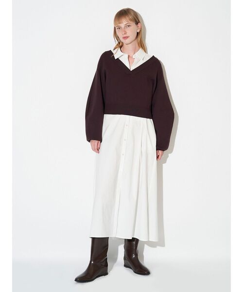 Vネックニットセットワンピース