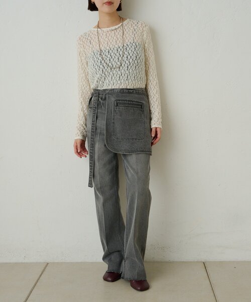 Omekashi（オメカシ）の「ポケット付きフレアデニム（デニムパンツ・レディース・ブルー/ブラック・36/38）」の12枚目の写真