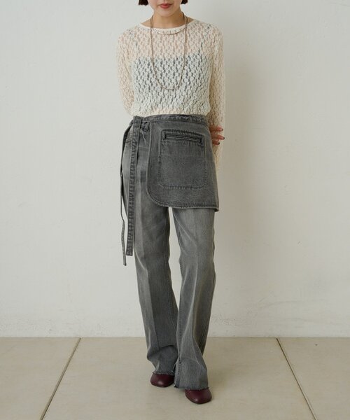 Omekashi（オメカシ）の「ポケット付きフレアデニム（デニムパンツ・レディース・ブルー/ブラック・36/38）」の13枚目の写真