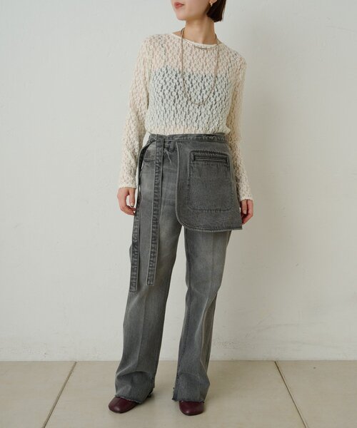 Omekashi（オメカシ）の「ポケット付きフレアデニム（デニムパンツ・レディース・ブルー/ブラック・36/38）」の14枚目の写真