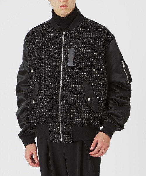 LOVELESS（ラブレス）の「モノトーンツイードコンビMA-1（MA-1・メンズ・ブラック・L/M/S）」の4枚目の写真