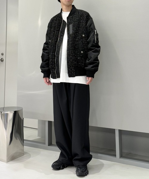 LOVELESS（ラブレス）の「モノトーンツイードコンビMA-1（MA-1・メンズ・ブラック・L/M/S）」の2枚目の写真