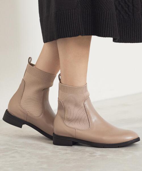 grove（グローブ）の「【人間工学/履き心地らくちん】ニットコンビブーツ（ブーツ・レディース・ブラック/ブラウン系その他・M/L/S）」の7枚目の写真