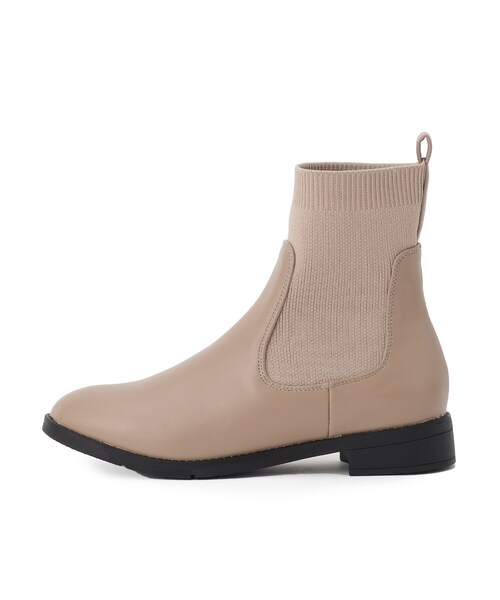 grove（グローブ）の「【人間工学/履き心地らくちん】ニットコンビブーツ（ブーツ・レディース・ブラック/ブラウン系その他・M/L/S）」の4枚目の写真