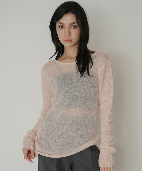 KINO THE KEI(キノザケイ)の「袖アゼシアー 2WAY ニット プルオーバー KINO THE KEI(ニット/セーター・レディース・ホワイト/ピンク/ベージュ・フリー)」の3枚目の写真