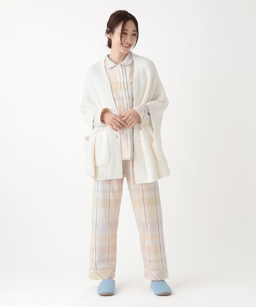 Afternoon Tea（アフタヌーンティー）の「ワッフルニットカーディガン（カーディガン/ボレロ・レディース・ホワイト/ダークグレー・ONE SIZE）」の5枚目の写真
