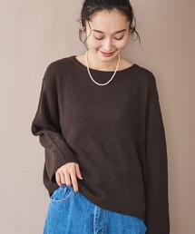テープヤーンボートネックニットプルオーバー