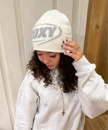 FOXEY ホワイト ニットビーニー ROXY｜ロキシーのニットキャップ/ビーニー（ホワイト/白色系）通販