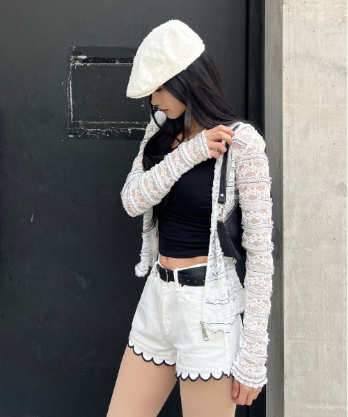 gossip!ロサンゼルス(ゴシップロサンゼルス)の「Y2K シースルー総レースパーカー(パーカー・レディース・ホワイト・S/M)」の17枚目の写真