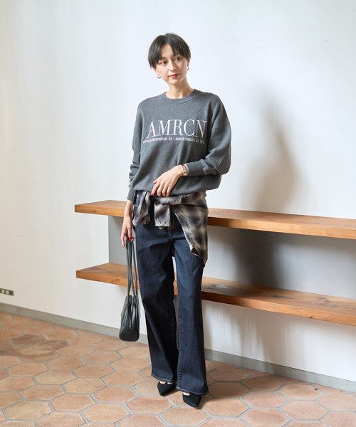 AMERICANA（アメリカーナ）の「【AMERICANA×MICA＆DEAL/ アメリカーナ×マイカ】ロゴニット（ニット/セーター・レディース・グレー/ネイビー/キャメル・フリー）」の18枚目の写真