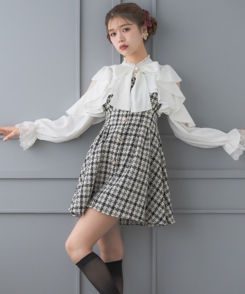 couture BY ROJITA(クチュールバイロジータ)の「ラッフルミニワンピース(ワンピース・レディース・ブラック/ピンク/その他/マルチ・FREE)」の8枚目の写真