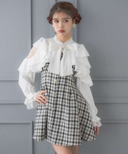couture BY ROJITA(クチュールバイロジータ)の「ラッフルミニワンピース(ワンピース・レディース・ブラック/ピンク/その他/マルチ・FREE)」の7枚目の写真