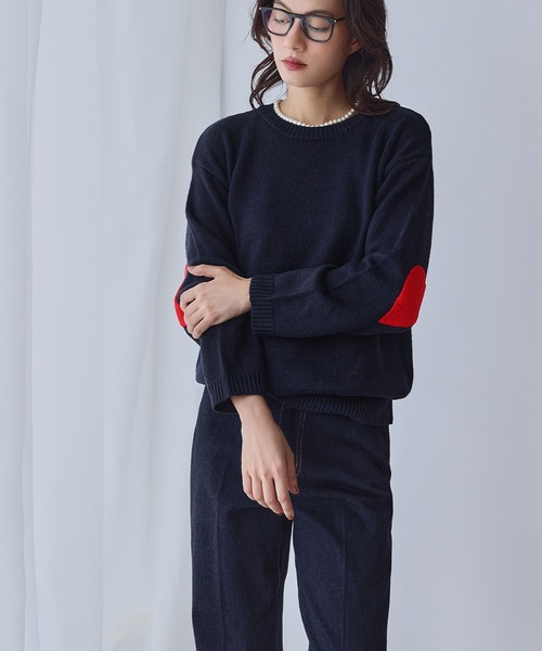 セール】【2025AW】ハートエルボーパッチ ニット プルオーバー《着用