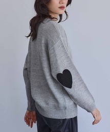 《新色追加》ハートエルボーパッチ ニット プルオーバー
