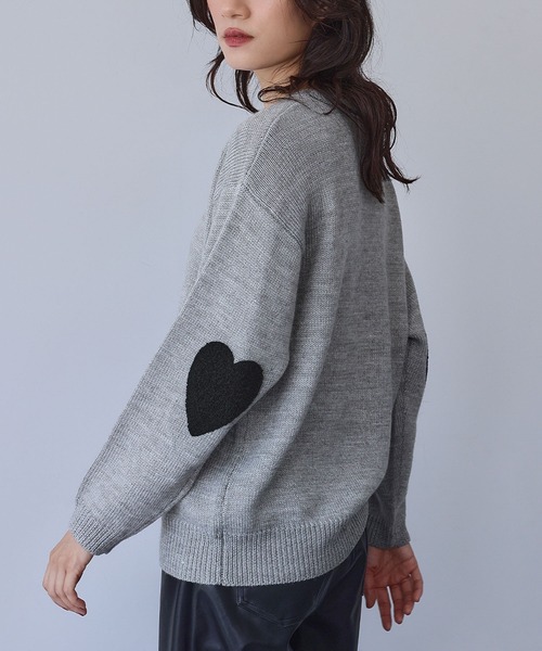 2025AW】ハートエルボーパッチ ニット プルオーバー《着用動画あり