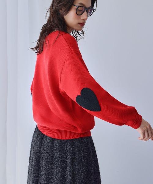 ELFRANK（エルフランク）の「ハートエルボーパッチ ニット プルオーバー《着用動画あり》（ニット/セーター・レディース・ネイビー/グレー/レッド・FREE）」の22枚目の写真