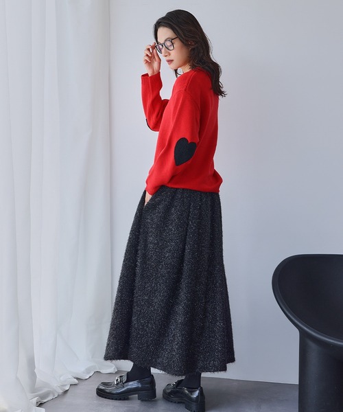 ELFRANK（エルフランク）の「ハートエルボーパッチ ニット プルオーバー《着用動画あり》（ニット/セーター・レディース・ネイビー/グレー/レッド・FREE）」の21枚目の写真