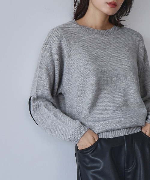 セール】【2025AW】ハートエルボーパッチ ニット プルオーバー《着用