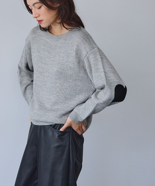 ELFRANK（エルフランク）の「ハートエルボーパッチ ニット プルオーバー《着用動画あり》（ニット/セーター・レディース・ネイビー/グレー/レッド・FREE）」の19枚目の写真