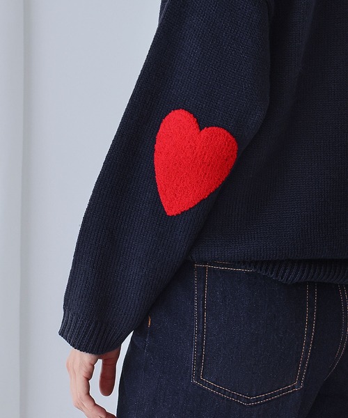 ELFRANK（エルフランク）の「ハートエルボーパッチ ニット プルオーバー《着用動画あり》（ニット/セーター・レディース・ネイビー/グレー/レッド・FREE）」の14枚目の写真
