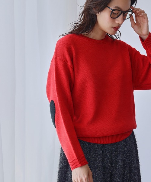 セール】【2025AW】ハートエルボーパッチ ニット プルオーバー《着用