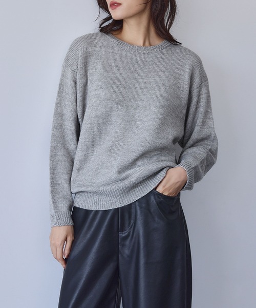 ELFRANK（エルフランク）の「ハートエルボーパッチ ニット プルオーバー《着用動画あり》（ニット/セーター・レディース・ネイビー/グレー/レッド・FREE）」の4枚目の写真