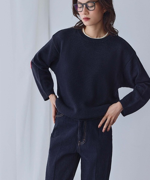 ELFRANK(エルフランク)の「《新色追加》ハートエルボーパッチ ニット プルオーバー(ニット/セーター・レディース・ネイビー/グレー/レッド/オフホワイト・FREE/L/M)」の19枚目の写真