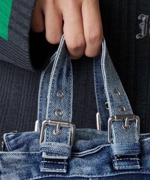 Denim Fabric Belt Handle 2-Way Shoulder Bag / デニム生地 ベルト