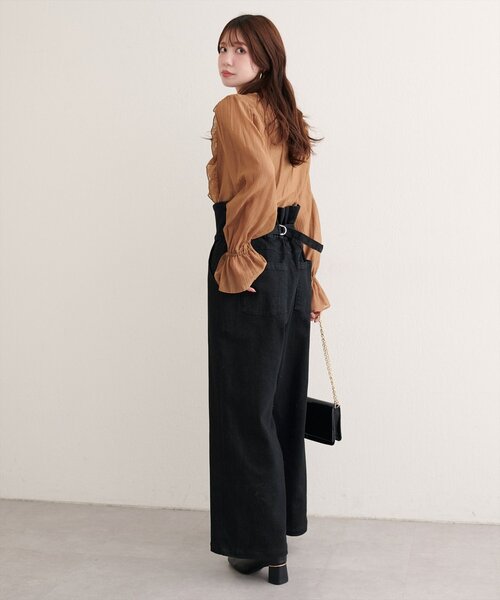 natural couture（ナチュラルクチュール）の「折り返しベルトデニムパンツ（デニムパンツ・レディース・ブラック/インディゴブルー・MEDIUM/SMALL）」の17枚目の写真