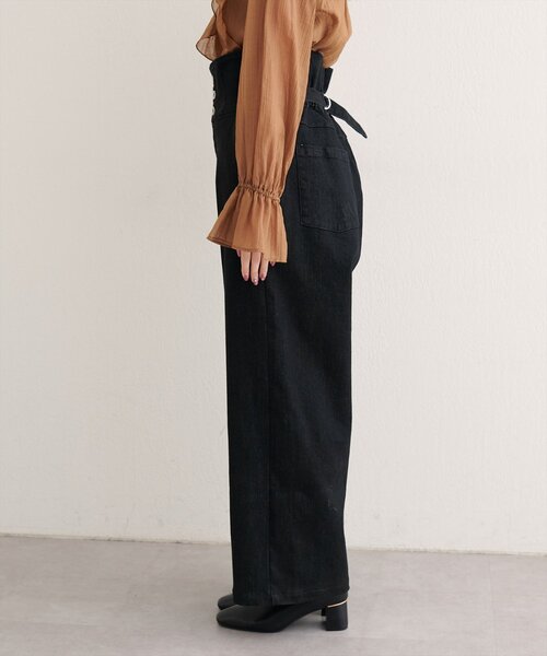 natural couture（ナチュラルクチュール）の「折り返しベルトデニムパンツ（デニムパンツ・レディース・ブラック/インディゴブルー・MEDIUM/SMALL）」の12枚目の写真