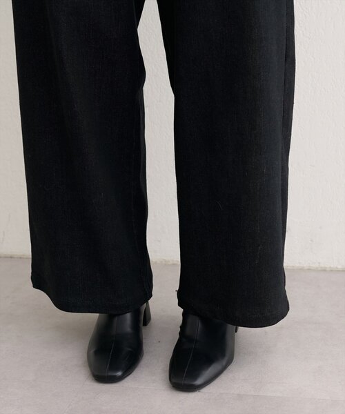 natural couture（ナチュラルクチュール）の「折り返しベルトデニムパンツ（デニムパンツ・レディース・ブラック/インディゴブルー・MEDIUM/SMALL）」の9枚目の写真