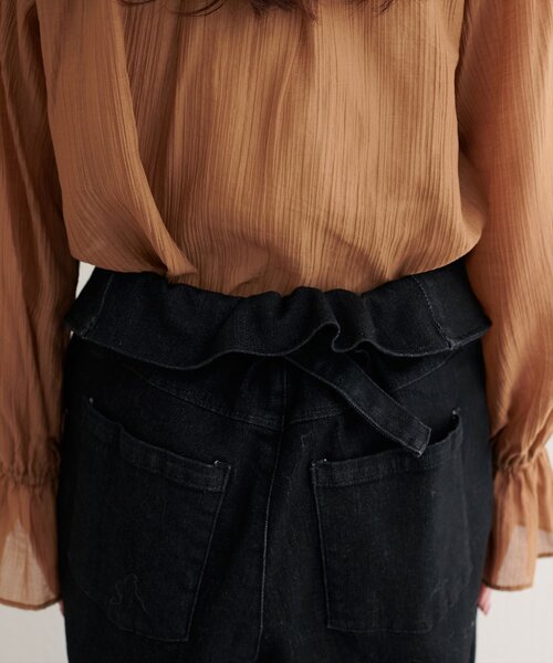 natural couture（ナチュラルクチュール）の「折り返しベルトデニムパンツ（デニムパンツ・レディース・ブラック/インディゴブルー・MEDIUM/SMALL）」の16枚目の写真