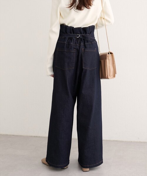 natural couture（ナチュラルクチュール）の「折り返しベルトデニムパンツ（デニムパンツ・レディース・ブラック/インディゴブルー・MEDIUM/SMALL）」の14枚目の写真