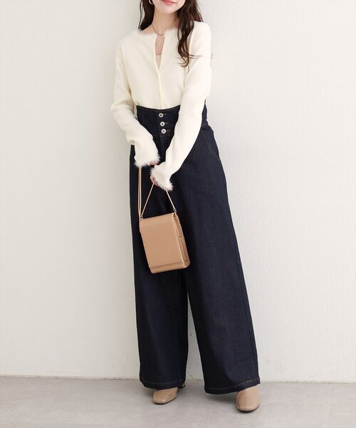 natural couture（ナチュラルクチュール）の「折り返しベルトデニムパンツ（デニムパンツ・レディース・ブラック/インディゴブルー・MEDIUM/SMALL）」の18枚目の写真