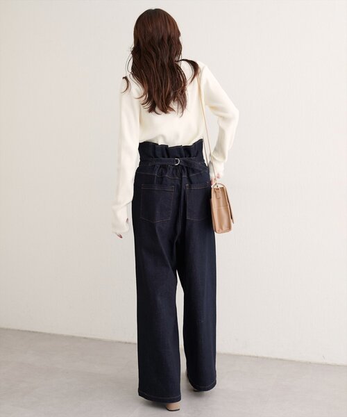 natural couture（ナチュラルクチュール）の「折り返しベルトデニムパンツ（デニムパンツ・レディース・ブラック/インディゴブルー・MEDIUM/SMALL）」の10枚目の写真
