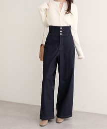 natural couture | 折り返しベルトデニムパンツ(デニムパンツ)