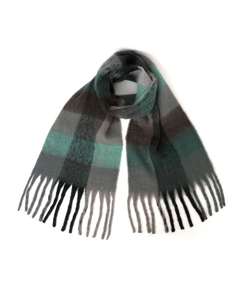 SHIPS any（シップス エニィ）の「SHIPS any:〈手洗い可能〉ボリューム シャギー チェック マフラー (ユニセックス) 25AW◇（マフラー・メンズ・ワイン/ブラック/ブルー/グリーン/イエロー/ネイビー・ONE SIZE）」の11枚目の写真