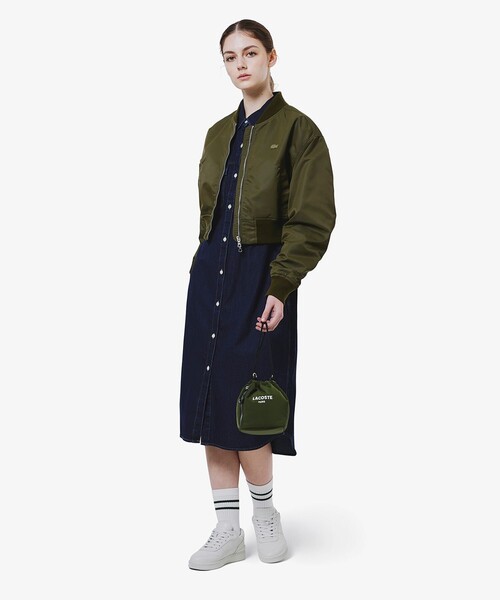 LACOSTE（ラコステ）の「クロップド丈 ショートMA-1ジャケット（ブルゾン・レディース・オリーブ/グレー・38/36/34/40）」の12枚目の写真