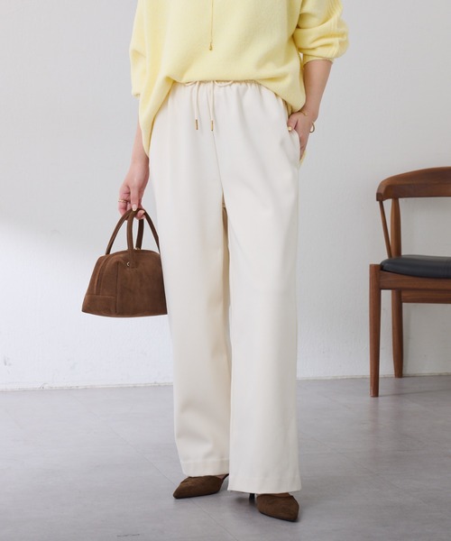 COLLAGE GALLARDAGALANTE(コラージュガリャルダガランテ)の「裏起毛ボンディングイージーパンツ/WEB限定カラー展開(その他パンツ・レディース・アイボリー/ブラック/ライトグレー・FREE)」の2枚目の写真