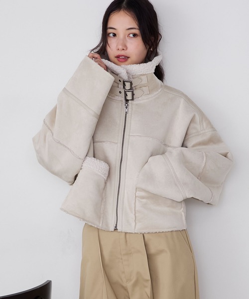 forksy.】ヴィンテージライクショート丈フェイクボアムートン