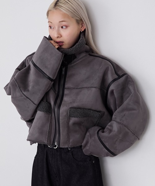 forksy.】ヴィンテージライクショート丈フェイクボアムートン