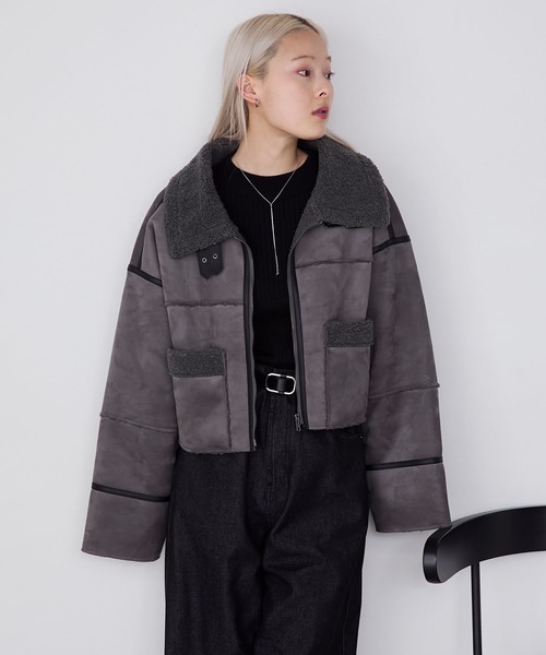 forksy.】ヴィンテージライクショート丈フェイクボアムートン